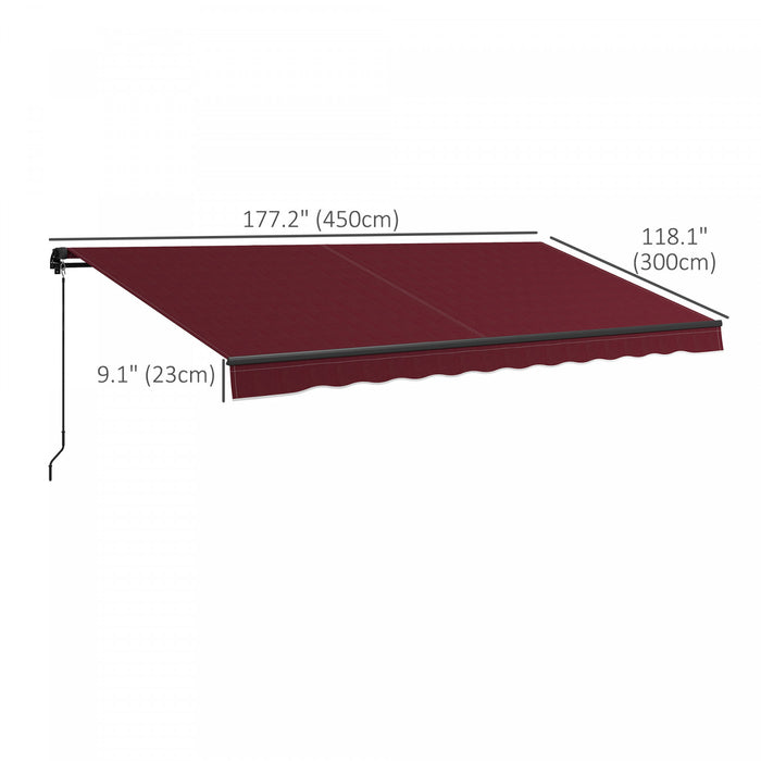 Outsunny 15' X 10' Patio Retractable Awning Sunshade Shelter, Wine Red