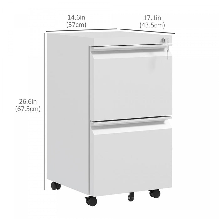 Vinsetto 2-drawer Vertical Filing Cabinet For Letter A4 Legal Size
