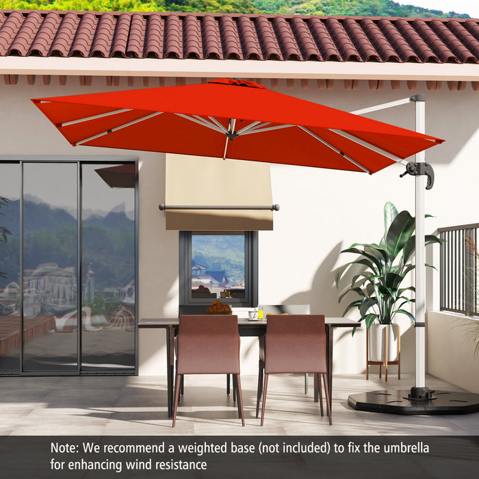 Costway 10 FT Patio Cantilever Umbrella Outdoor Aluminum Hanging Offset Umbrella w/ 360° Rotation Orange