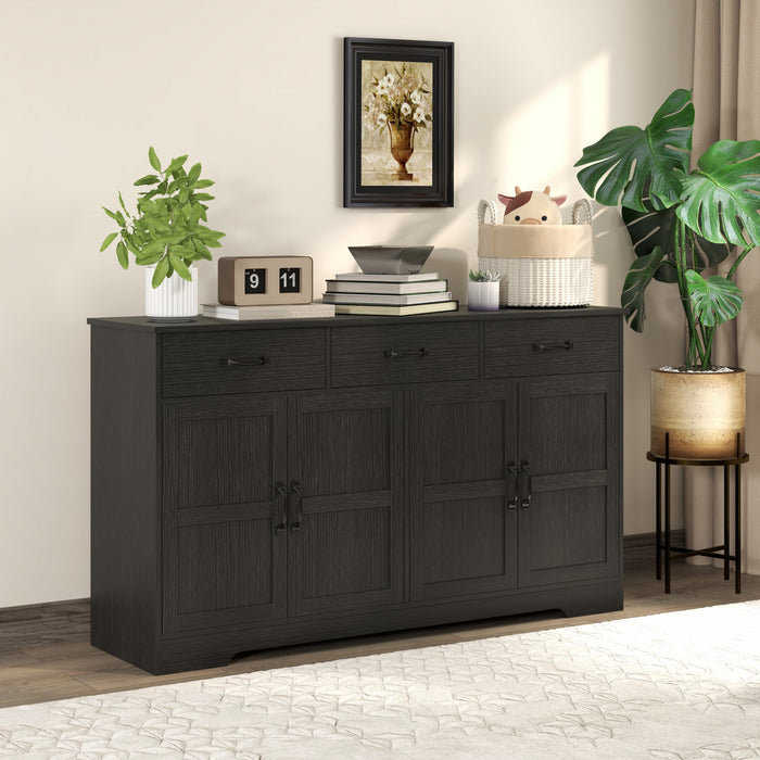HOMCOM Sideboard Cabinet, Coffee Bar Cabinet with Drawers, Distressed Black