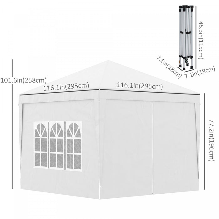 Outsunny 10'x10' Outdoor Pop Up Party Tent Gazebo Canopy With Carrying Bag (white)