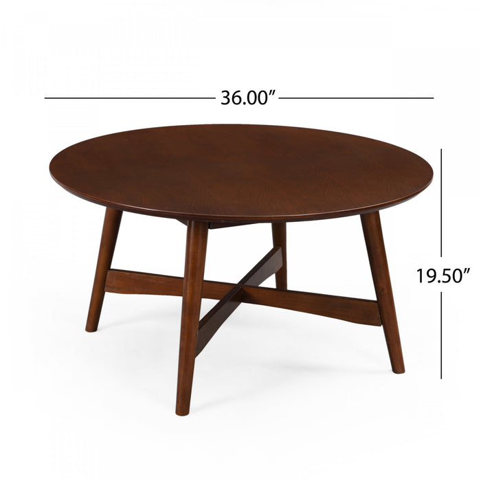 Darren Round Coffee Table With X-cross Base - Walnut