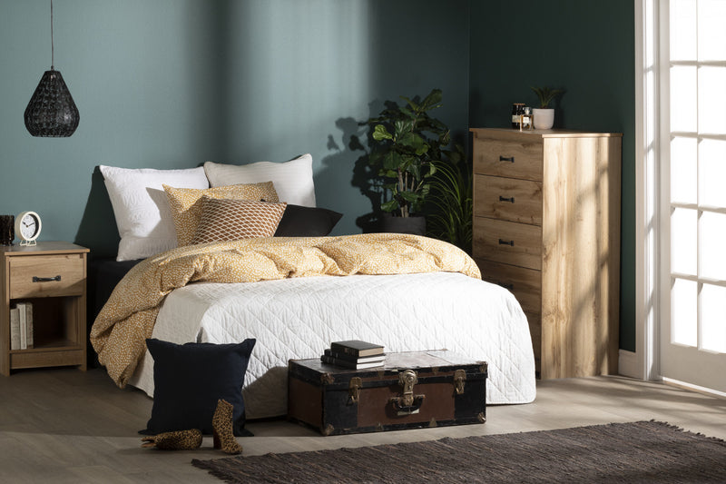 Tassio 1-drawer Nightstand With Open Storage Space - Nordik Oak 