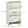 HOMCOM 12 Pair Shoe Storage Cabinet w/ Flip Drawers for Entryway White