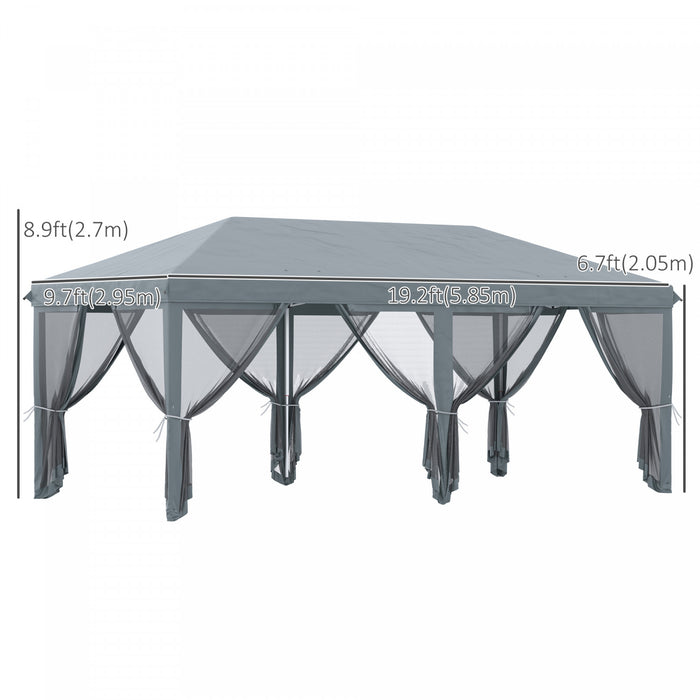 Outsunny 10'x20' Pop Up Canopy Tent With 6 Removable Mesh Sidewalls Gray