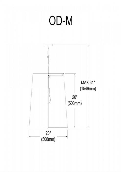 Dainolite Oversized Drum 1 Light Pendant Medium White/Gold Shade Lamp
