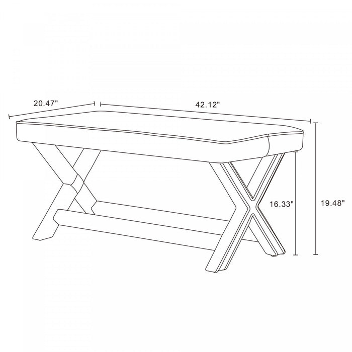 Abigail Mid-Century Modern Upholstered Velvet Accent Bench in Gray