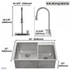 MultiSINK 33 in. D10in. Dual Mounted 60/40 Workstation Kitchen Sink, Waterfall Faucet,Stainless Steel - H-XN30 Laundry Combo | Evier poste de travail MultiSINK 33 po 60/40, prof. 10 po, double pose, robinet cascade, inox - H-XN30