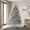 HOMCOM 6ft Prelit Christmas Tree, Flocked Xmas Tree, Green and White