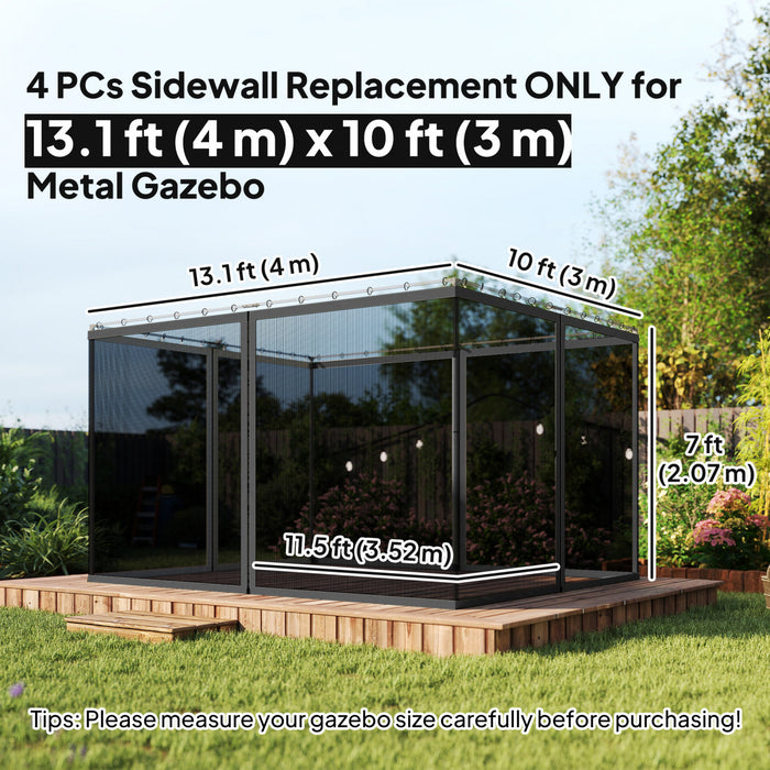Outsunny 10' x 13' Gazebo Replacement Mosquito Netting Screen Walls, Black
