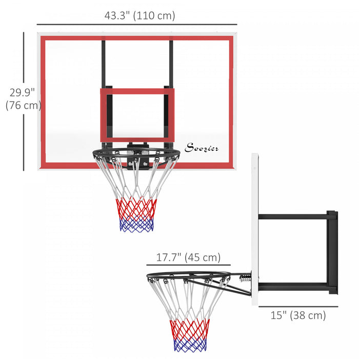 Soozier Wall Mounted Basketball Hoop With Shatter Proof Backboard, White