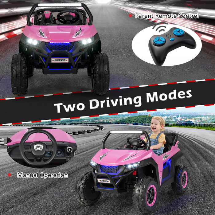 Costway 12v 2-seater Kids Ride On UTV RC Electric Vehicle Suspension W/ Lights & Music