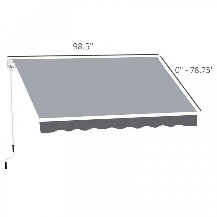 Outsunny 8' x 7' retractable awning, patio awnings, sunshade shelter with 280g/m² Uv & Water-resistant Fabric And Aluminum Frame For Deck, Balcony, Yard, Grey
