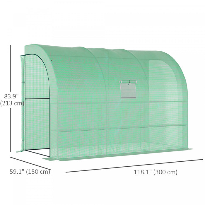 Outsunny Walk-in Lean-to Greenhouse Outdoor Gardening Green House, Green