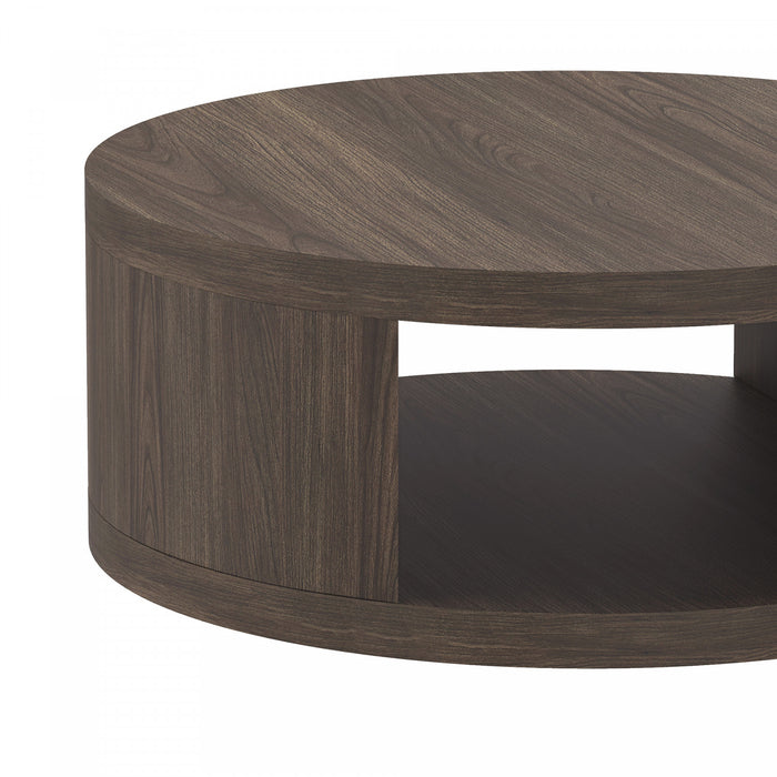 Alure Contemporary 36\" Round Coffee Table in Walnut