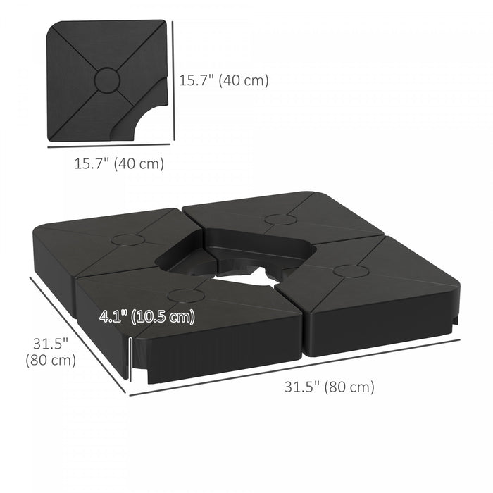 Outsunny Umbrella Weights for Cantilever Parasols, Set of 4 Parasol Base Weights, Black