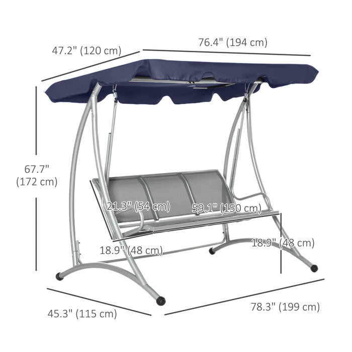 Outsunny 3 Person Patio Swing Bench Seats With Adjustable Canopy