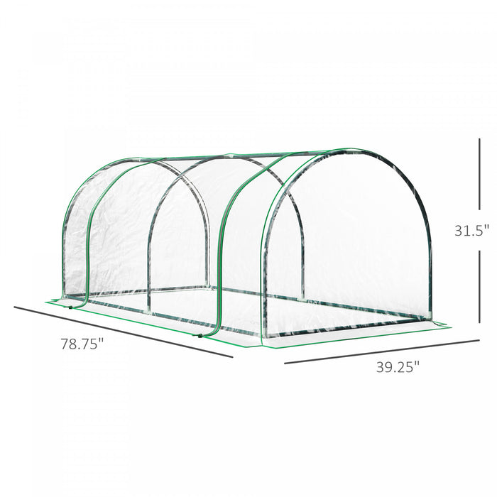 Outsunny 79\" X 39\" X 32\" Mini Greenhouse Transparent Portable Hot House For Plants With Zippered Doors For Outdoor, Indoor, Garden