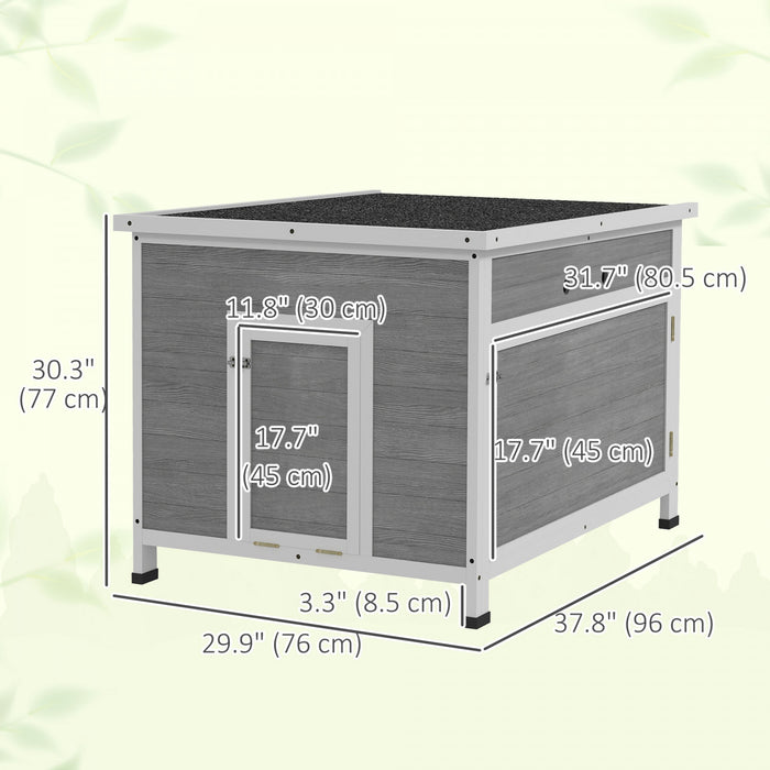 PawHut Duck Coop, Wooden Chicken House Rabbit Hutch with Openable Roof, Removable Floor, Double Doors, Ramp, Duck House for 3-6 Chickens, Geese, 30\" x 38\" x 30\"