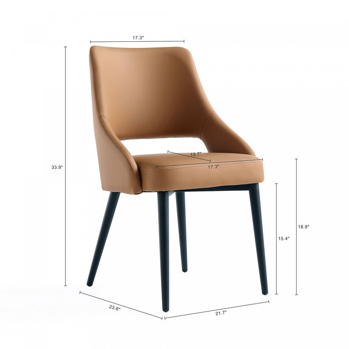 Tremont Modern Vegan Leather Metal Dining Chair in Saddle - Set of 2