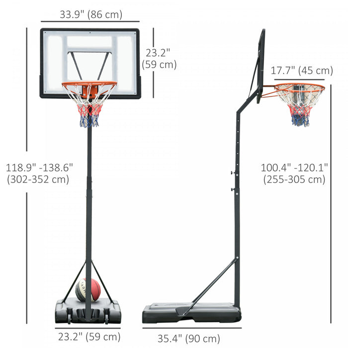 Soozier Portable Basketball Hoop With Backboard, Wheels, 8-10 Ft, Black