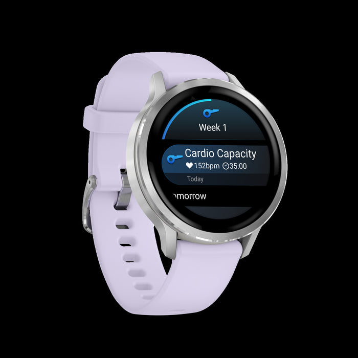Garmin Venu 4 41mm Silver Periwinkle Wellness Smartwatch - Activity Tracker, HRV Status, Pulse Ox, Women's Health, Multi-Band GPS, Daily Workouts
