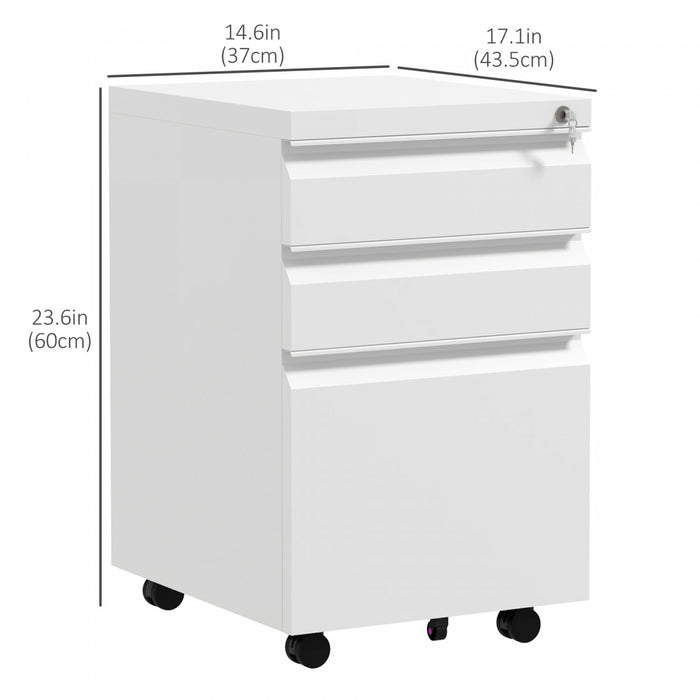 Vinsetto 3-drawer Vertical Filing Cabinet For Letter A4 Legal Size