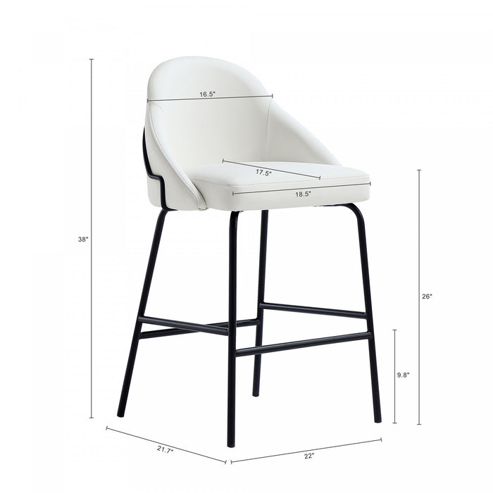Gracie Modern Metal Upholstered Counter Stool in White and Black - Set of 3