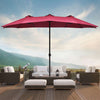 Costway 15Ft Patio Double-Sided Solar LED Market Umbrella Crank Burgundy