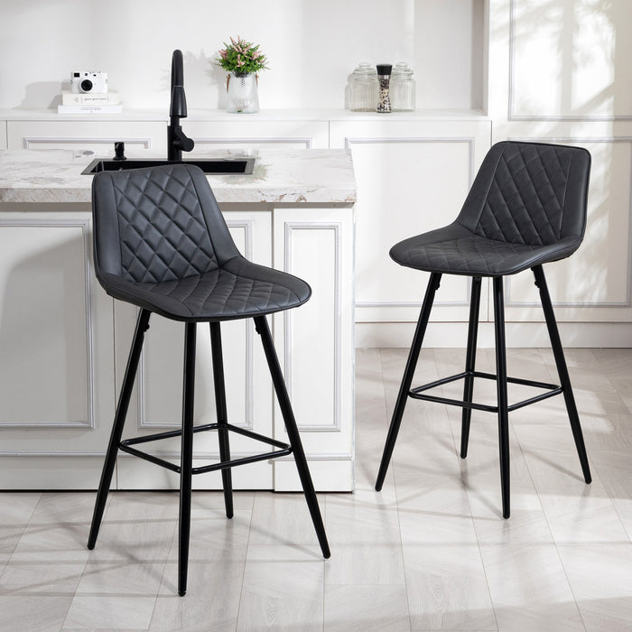 HOMCOM Bar Stools Set of 2, Counter Height, 27.25\" Kitchen Stools, Black