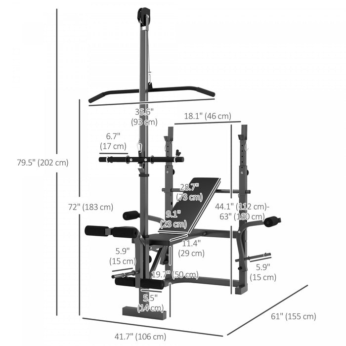 Soozier Multi-exercise Incline Or Flat Weight Bench With Bench Press Rack