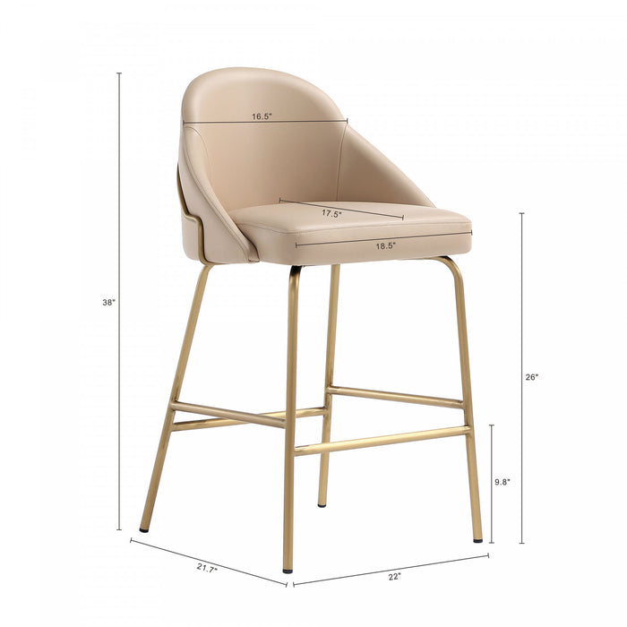 Gracie Modern Metal Upholstered Counter Stool in Tan and Gold - Set of 3