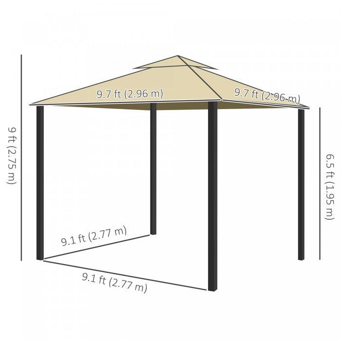 Outsunny 10' X 10' 2-tier Patio Gazebo With Mesh Sidewalls, Beige