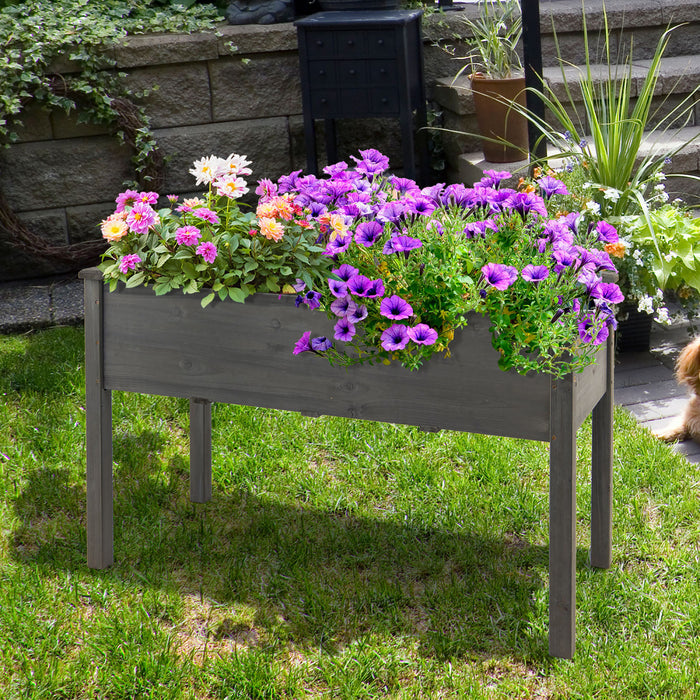 Costway Wooden Raised Vegetable Garden Bed Elevated Grow Vegetable Planter Grey