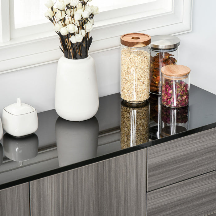 HOMCOM Kitchen Sideboard with Push-Open Drawers and Storage Cabinets