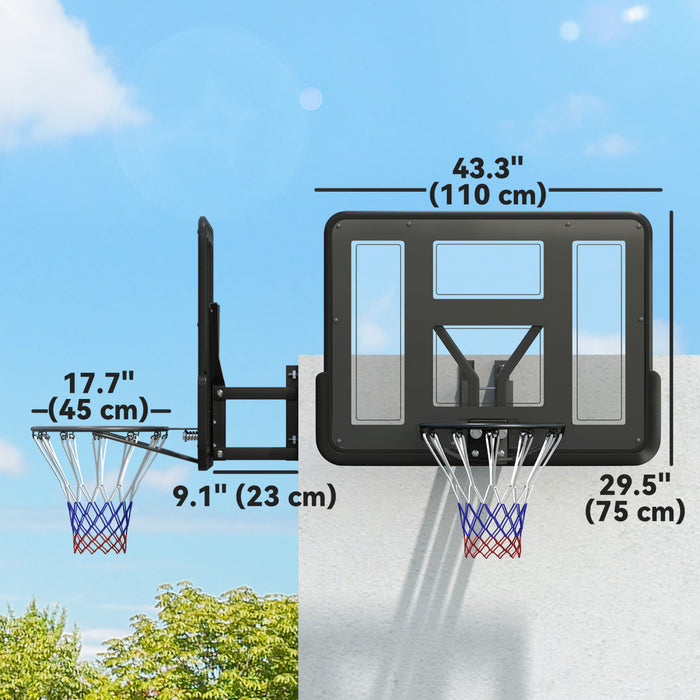 Soozier Wall Mounted Basketball Hoop with 43\" Shatter Resistant Backboard