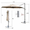 Costway 11ft Patio Offset Umbrella Cantilever Rotation Aluminum Tilt Cross Base Coffee