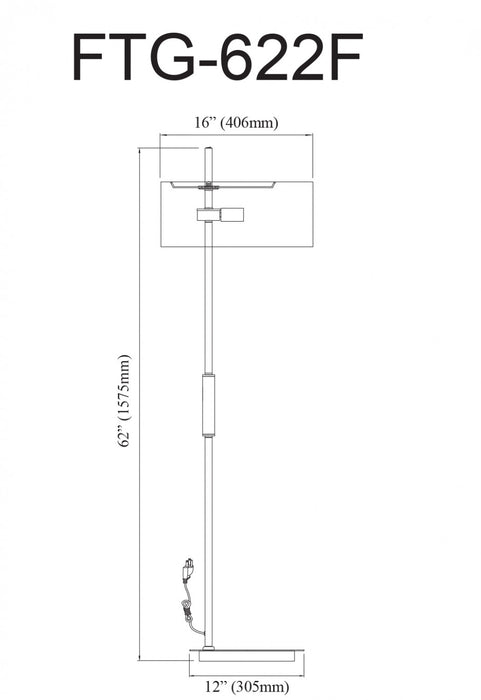 Dainolite Fitzgerald 1 Light Floor Lamp Aged Brass White Shade