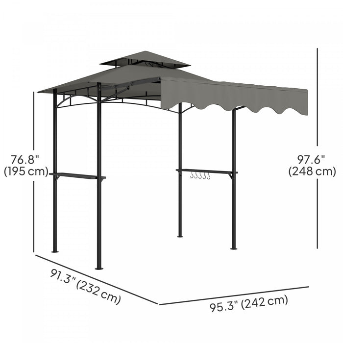 Outsunny 8' X 5' Grill Gazebo, Double Tiered Barbecue Gazebo, Light Grey