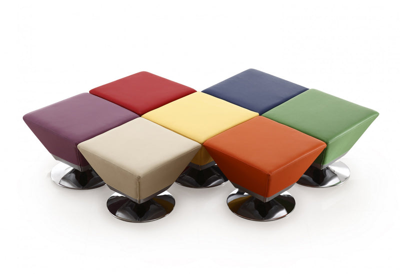 Diamond Modern 1-Piece Accent Ottoman in Blue, Green, Orange, Purple, Red, Tan and Yellow