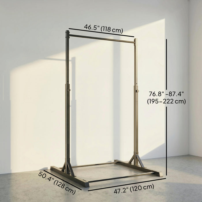 Soozier Portable Pull Up Station, Height Adjustable Pull Up Bar, Black
