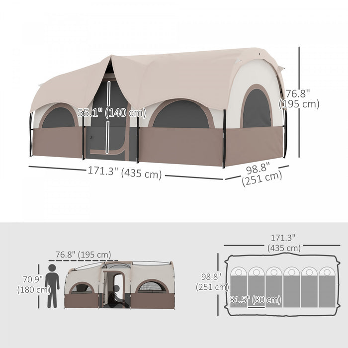 Outsunny 4-6 Person Camping Tent, 3000mm Waterproof And Upf30+, Khaki