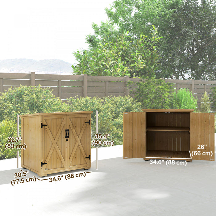 Outsunny Wood Outdoor Storage Cabinet Potting Shed with Adjustable Shelf