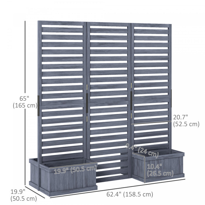 Outsunny Outdoor Privacy Screen With 4 Raised Beds And Drainage Holes