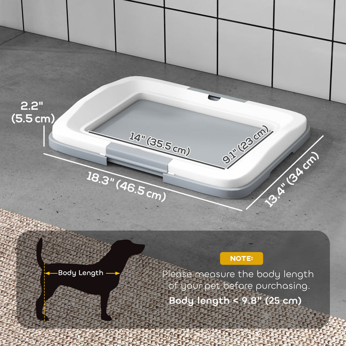 PawHut Pee Pad Holder, Dog Potty Tray for Indoor Outdoor, 18\" x 13\" Easy to Clean Dog Training Toilet Pee Pad Tray, Grey