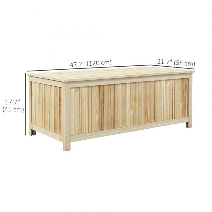 Outsunny 45 Gallon Wooden Deck Box Outdoor Storage Container, Natural