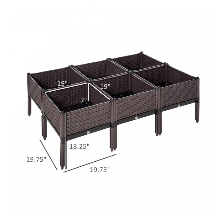 Outsunny Set Of 6 Garden Raised Bed, Elevated Planter Box, Flower Vegetables Planting Container With Self-watering Design And Drainage Holes