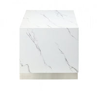 Aphrodite End Table, White Faux Marble & Silver 