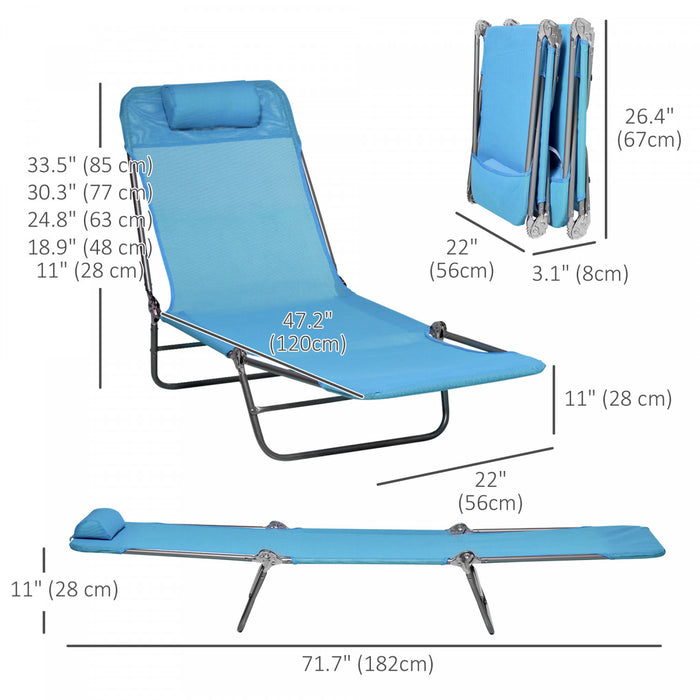 Outsunny 2-piece Folding Chaise Lounge, Reclining Sun Tanning Chairs, Blue
