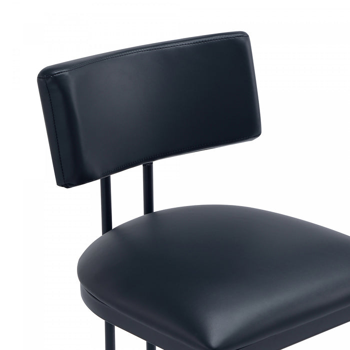 Juno Contemporary Modern Vegan Leather Metal Side Chair in Black - Set of 2